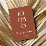 Reserva La Fecha Moderno Boda de Moda simple de Terracota<br><div class="desc">Bodas modernas ahorran la fecha con un elegante diseño de moda y estilo minimalista.</div>