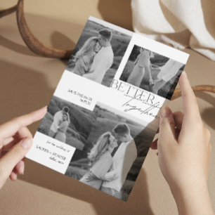 Reserva La Fecha Moderno Boda de tipografía fotográfica en blanco y