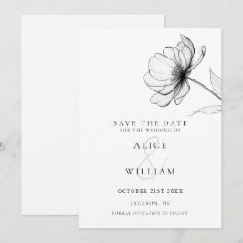 Reserva La Fecha Moderno Boda floral Minimalista elegante