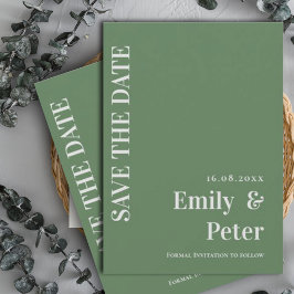 Reserva La Fecha Moderno Boda Minimalista contemporáneo y verde sab