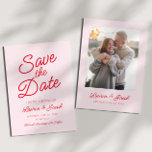 Reserva La Fecha Moderno Boda Minimalista Mínimo Rosa y Rojo<br><div class="desc">Es una moderna Mínima Minimalista Boda Rosa y Roja Salven la Tarjeta de Fecha!</div>