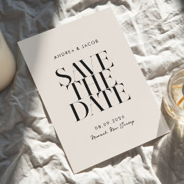 Reserva La Fecha Moderno Boda Minimalista negro y Moda de marfil