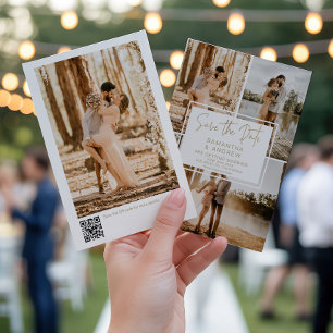 Reserva La Fecha Moderno Boda Mínimo De 4 Fotografías De Oro QR