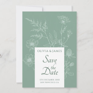 Reserva La Fecha Moderno Boda verde de arcilla mínima