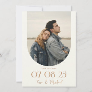 Reserva La Fecha Moderno Boho Arch Foto Ivory Tan Boda