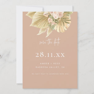 Reserva La Fecha Moderno Boho Pampas Grass Floral Rubor Pink