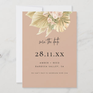 Reserva La Fecha Moderno Boho Pampas Grass Floral Rubor Pink
