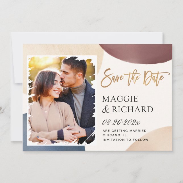 Reserva La Fecha Moderno brote de brocha de brocha Resumen de forma (Anverso)