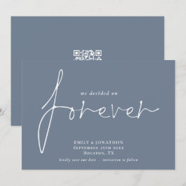 Reserva La Fecha Moderno código QR decidido sobre un azul agitado p