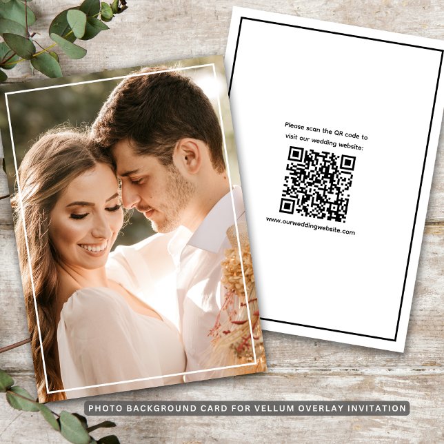 Reserva La Fecha Moderno código QR Vellum Overlay Photo (Modern QR Code Vellum Overlay Background Photo Save The Date
)