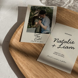 Reserva La Fecha Moderno crema negra caprichosa Boda de fotografía