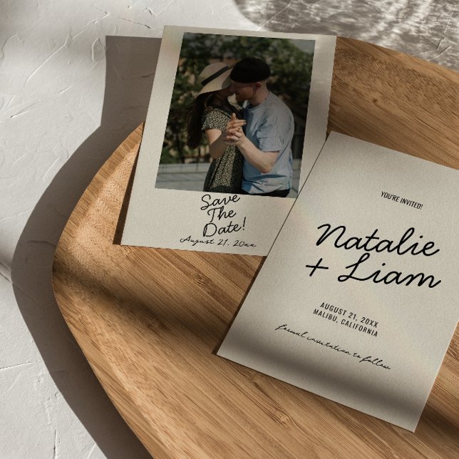 Reserva La Fecha Moderno crema negra caprichosa Boda de fotografía  (Subido por el creador)