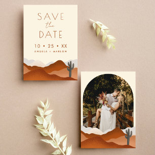 Reserva La Fecha Moderno Desierto de Boho Cactus Boda Arch Foto