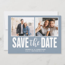 Moderno Dusty Blue 2 Photo Save the Date