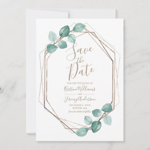 Reserva La Fecha Moderno Eucalyptus Watercolor Café Script Boda
