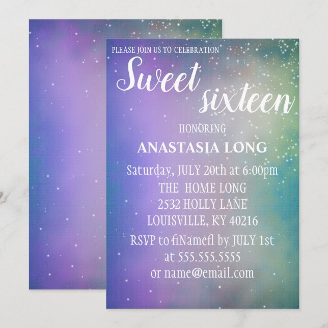 Reserva La Fecha Moderno, Guay Blue Sparkly Save The Date (Anverso / Reverso)