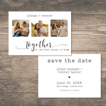 Moderno Minimalista 3 Fotos Script Collage Boda