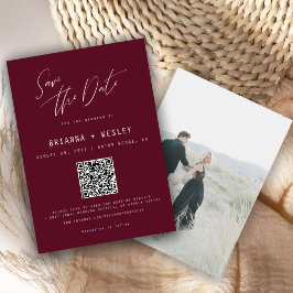 Reserva La Fecha Moderno Minimalista Código QR Burgundy Foto