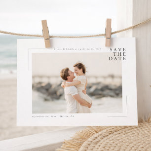 Reserva La Fecha Moderno Minimalista Costero Foto Boda Save the Dat