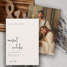 Reserva La Fecha Moderno Minimalista Neutro Foto Boda