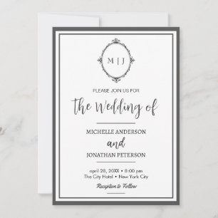 Reserva La Fecha Moderno Monograma de Foto de Boda con Letra Simple