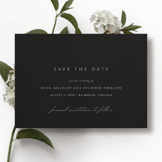 Reserva La Fecha Moderno Negro | Boda Minimalista y Melancólica Ele