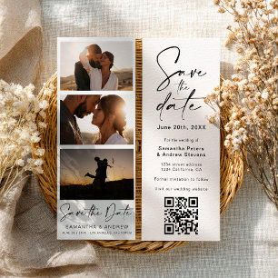 Reserva La Fecha Moderno Photo Booth Código Qr de 3 fotos Guardar l