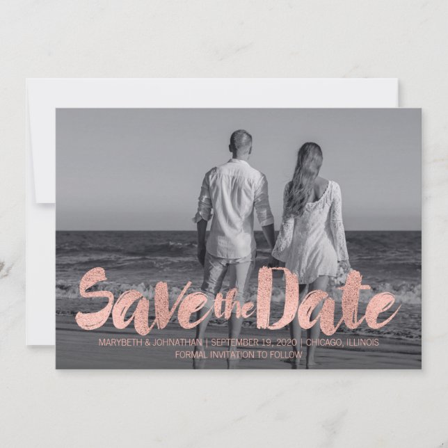 Reserva La Fecha Moderno Rosa Gold Love Save the Date Photo Card (Anverso)