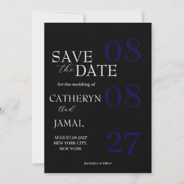 Reserva La Fecha Moderno Save The Date Minimalista Negro Mate