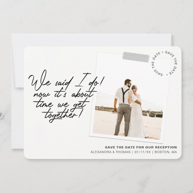 Reserva La Fecha Moderno Save the Date Reception Photo (Anverso)