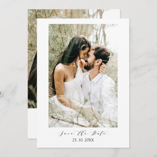 Reserva La Fecha Moderno, simple, boda de tipografía (Anverso / Reverso)