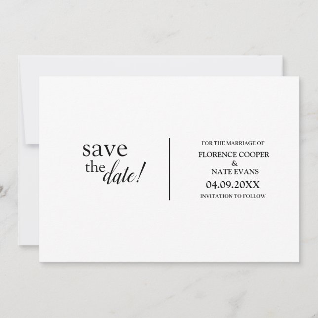 Reserva La Fecha Moderno, simple, boda de tipografía (Anverso)