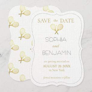 Reserva La Fecha Moderno Tema Sencillo Y Minimalista De Tenis Boda