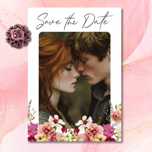 Reserva La Fecha Moderno y elegante Boda blanco floral de verano pr