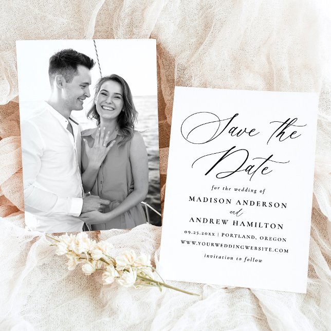 Reserva La Fecha Moderno y elegante Boda de fotografía de caligrafí (Subido por el creador)