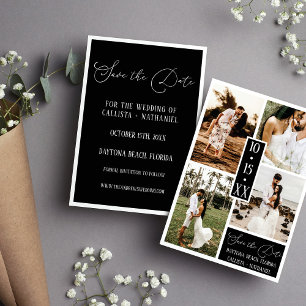 Reserva La Fecha Moderno y elegante Boda de fotos de cuatro blancos