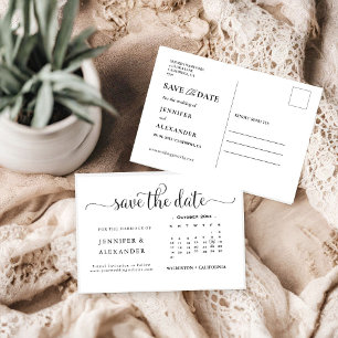 Reserva La Fecha Moderno y elegante calendario fotográfico Boda bla