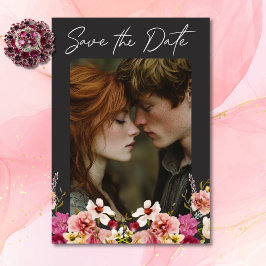 Reserva La Fecha Moderno y elegante verano pradera floral Boda negr