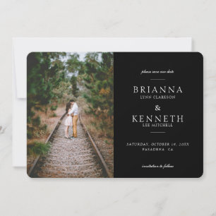 Reserva La Fecha Moderno y negro Boda de fotografía elegante