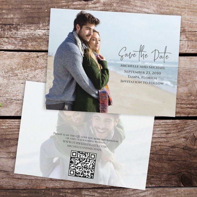 Reserva La Fecha Moderno y sencillo Boda de fotografía QR Code (Subido por el creador)
