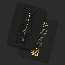 Reserva La Fecha Monograma Boda Elegante Black Gold Modern QR