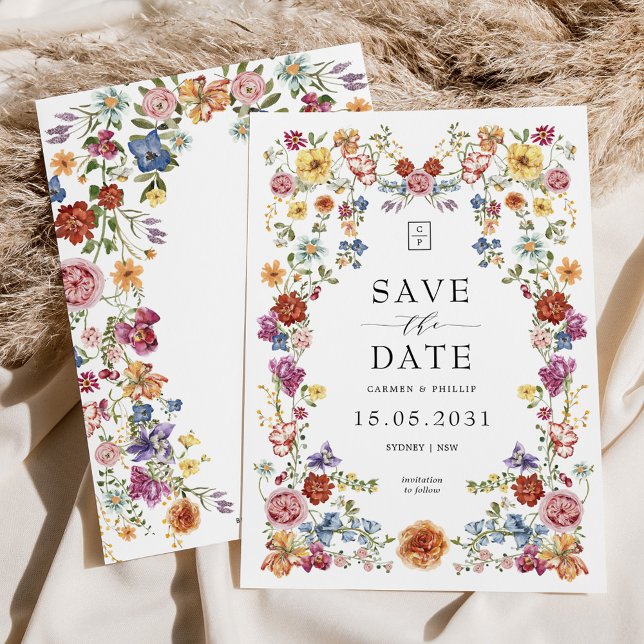 Reserva La Fecha Monograma Boda elegante del jardín de flores silve (Subido por el creador)