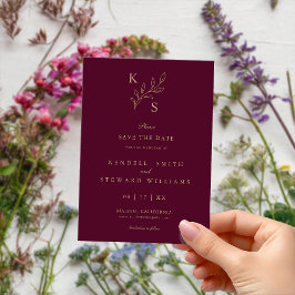 Reserva La Fecha Monograma Boda floral Minimalista Guardar la fecha