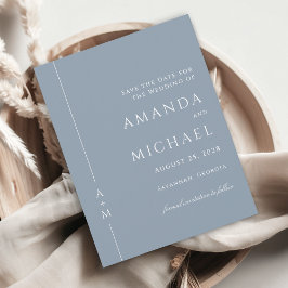 Reserva La Fecha Monograma clásico azul oscuro simple Guardar la fe