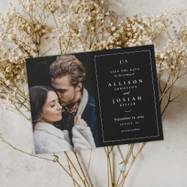 Reserva La Fecha Monograma clásico Boda blanco y negro