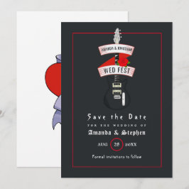 Reserva La Fecha Monograma de boda de Rock and Roll para salvar la