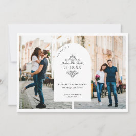 Reserva La Fecha Monograma de casamiento de vintage | 3 Foto Guarda