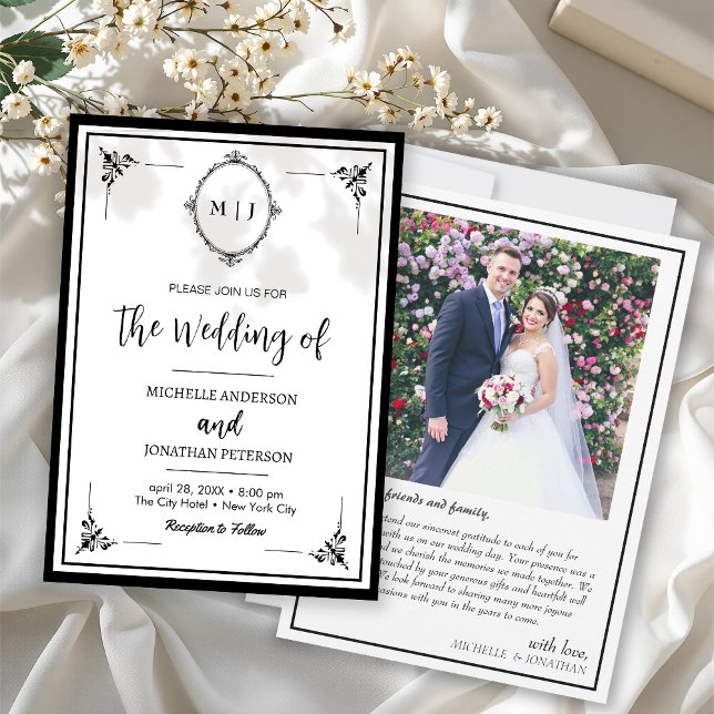Reserva La Fecha Monograma de Foto de Boda con Letra Simple Moderna (Subido por el creador)