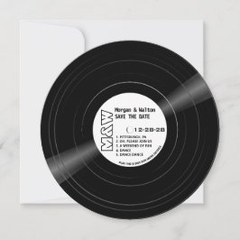 Reserva La Fecha Monograma de registro de vinilo - Etiqueta blanca