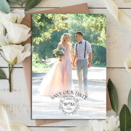 Reserva La Fecha Monograma Escudo elegante fotográfico